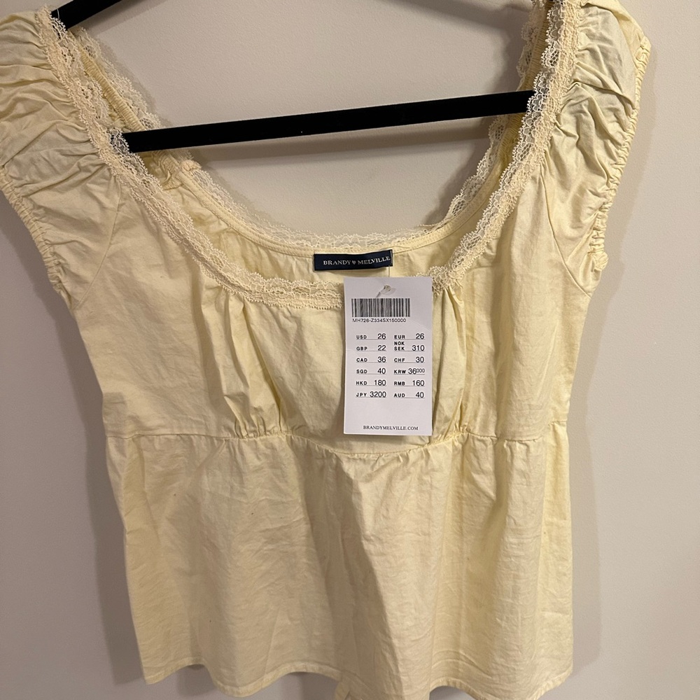 Brandy Melville Cream Lace Trim Blouse - Picture 3 of 3